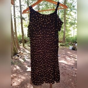 Midi Asymmetrical Polka Dot Scoop Neck Strap Dress Impasia Medium Black White